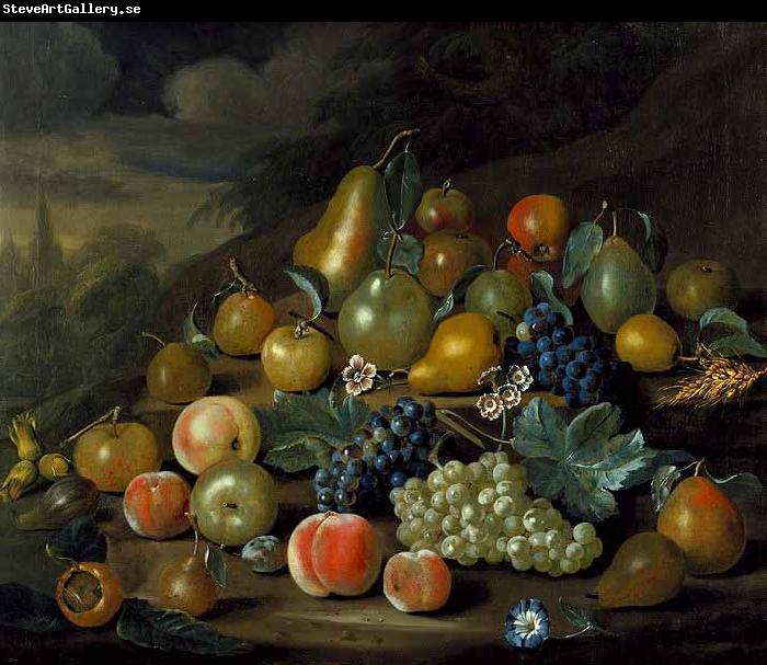 Charles Collins A Still Life of Pears, Peaches and Grapes